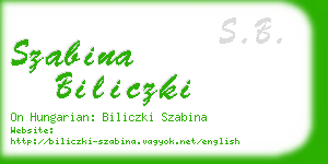 szabina biliczki business card